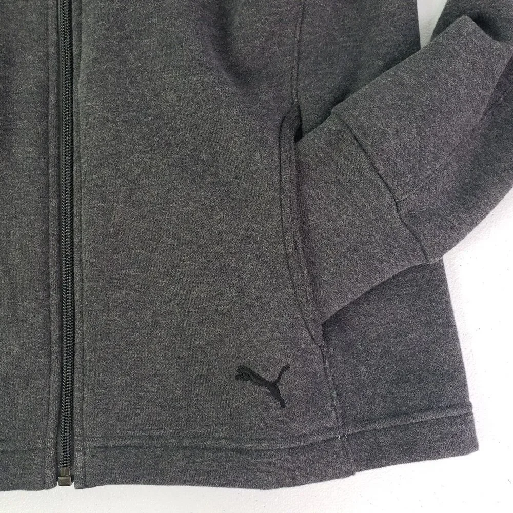 Puma Women's XS Gray Collar Full Zip Pockets Thumbhole Fleece Fitted Cozy Jacket - Picture 12 of 14